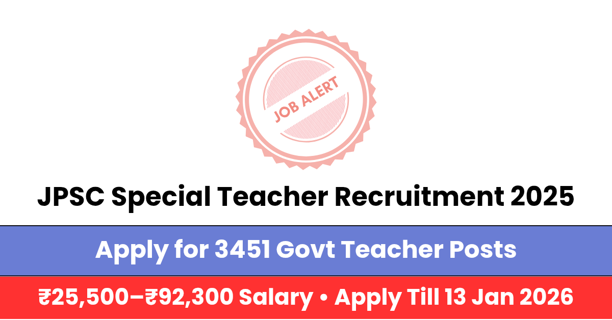 JPSC Special Teacher Recruitment 2025